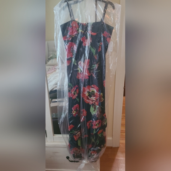 NWT - Shoshanna Midnight Navy And Red Floral Strapless High-Low Dress - Picture 3 of 9